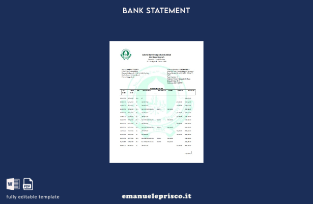 modello di parola di dichiarazione di stile verificato Bangladesh Islami Bank Li